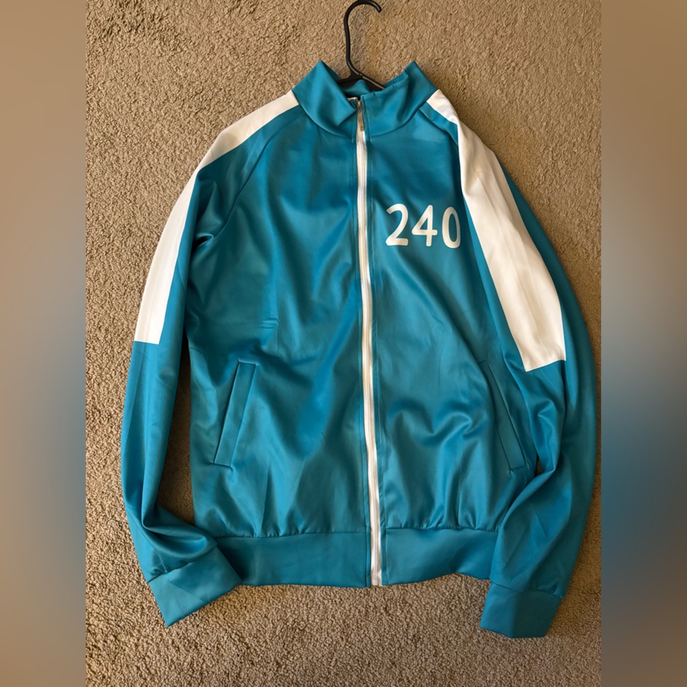 Squid Game Inspired Teal and White Zip-Up Jacket